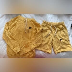Nike Yellow Hoodie and Short Sweatsuit